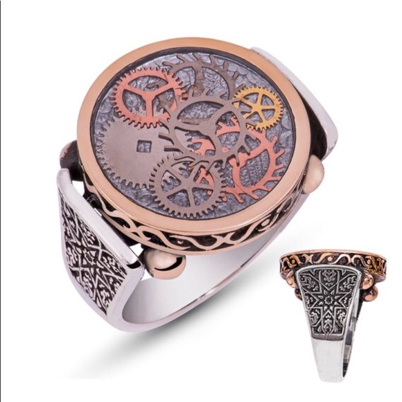 925SterlingSilver Men'sClock MachineryWheels Gear - Picture 8 of 8